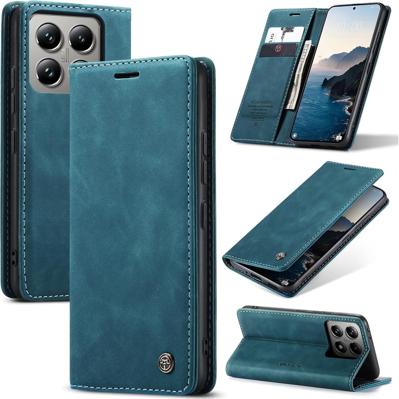 Husa compatibila cu Xiaomi 14T, carcasa transparenta rezistenta la socuri cu suport inel magnetic. Husa pentru Xiaomi 14T din silicon moale/TPU-Albastru