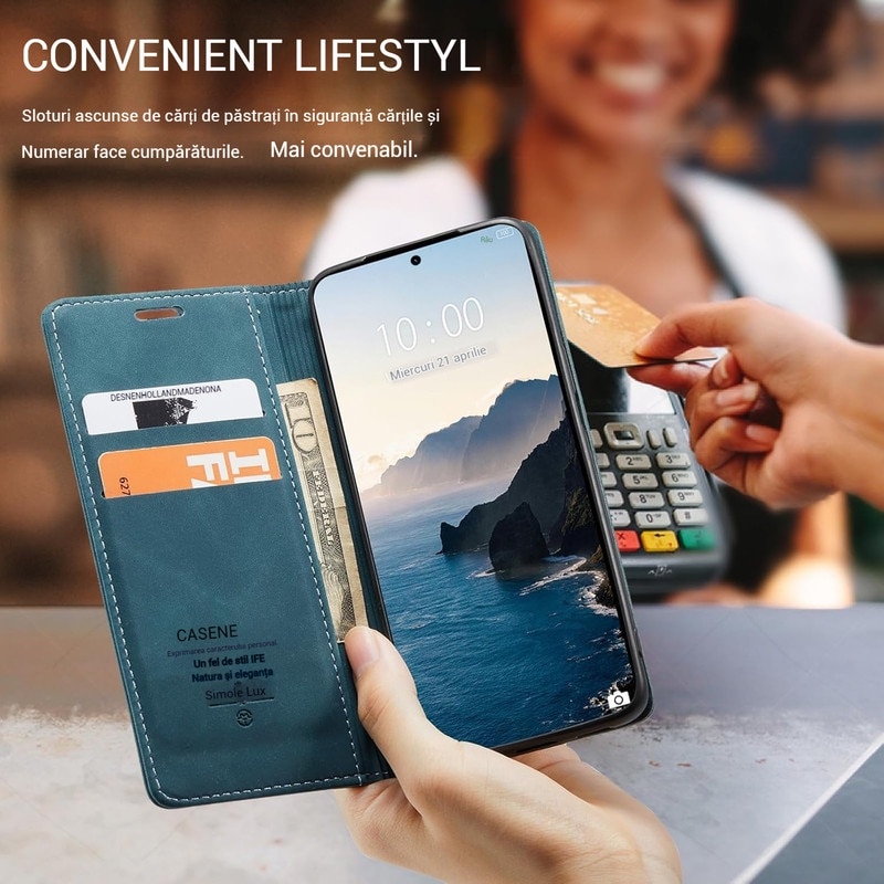 Husa compatibila cu Xiaomi 14T, carcasa transparenta rezistenta la socuri cu suport inel magnetic. Husa pentru Xiaomi 14T din silicon moale/TPU-Albastru