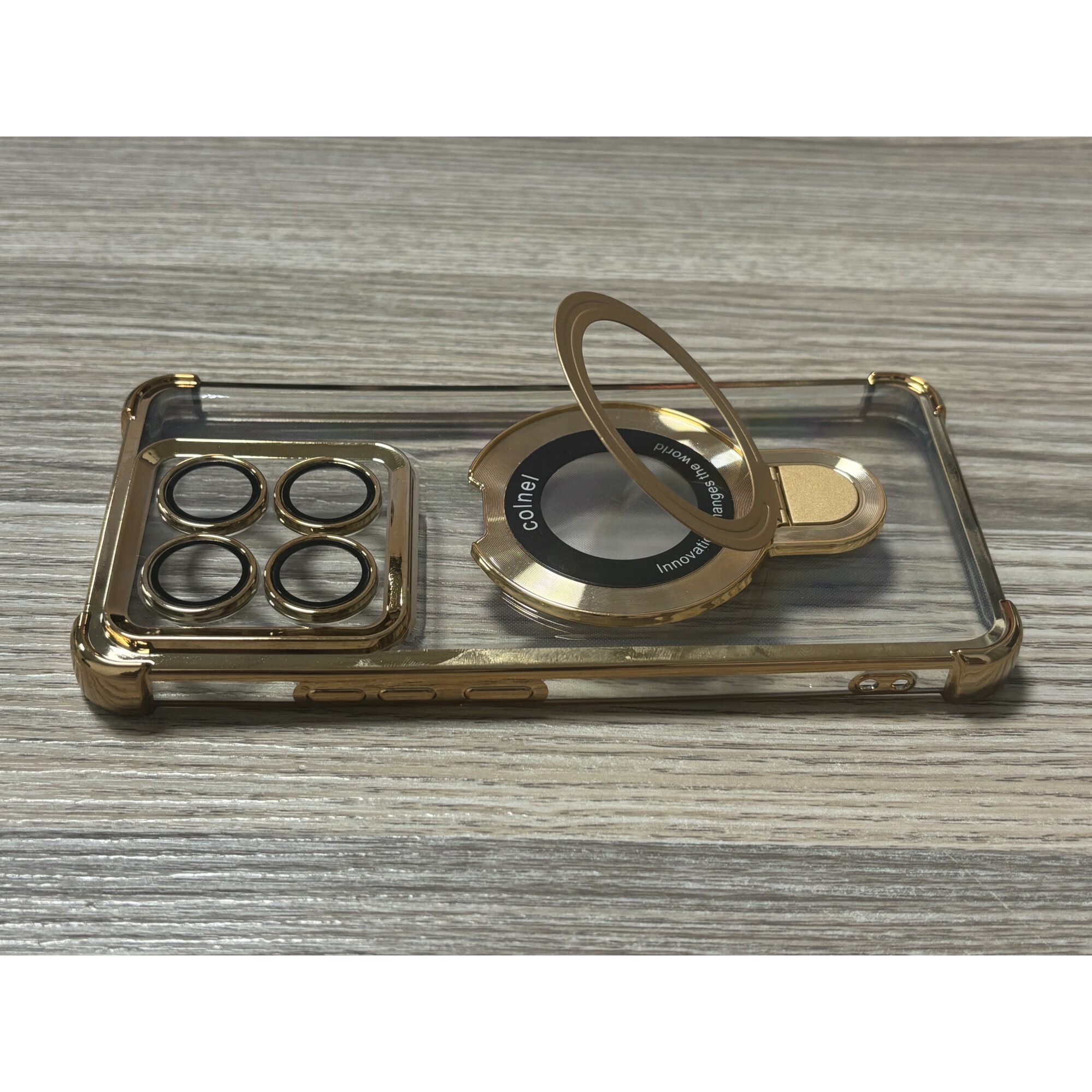 Husa compatibila cu Xiaomi 14T, carcasa transparenta rezistenta la socuri cu suport inel magnetic. Husa pentru Xiaomi 14T din silicon moale/TPU-Auriu