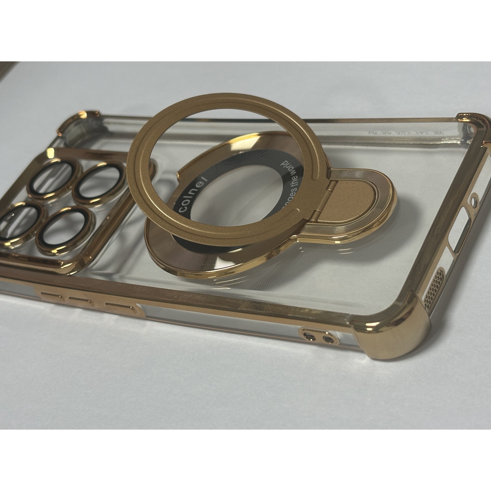 Husa compatibila cu Xiaomi 14T, carcasa transparenta rezistenta la socuri cu suport inel magnetic. Husa pentru Xiaomi 14T din silicon moale/TPU-Auriu