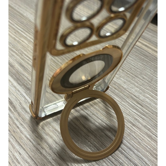 Husa compatibila cu Xiaomi 14T, carcasa transparenta rezistenta la socuri cu suport inel magnetic. Husa pentru Xiaomi 14T din silicon moale/TPU-Auriu