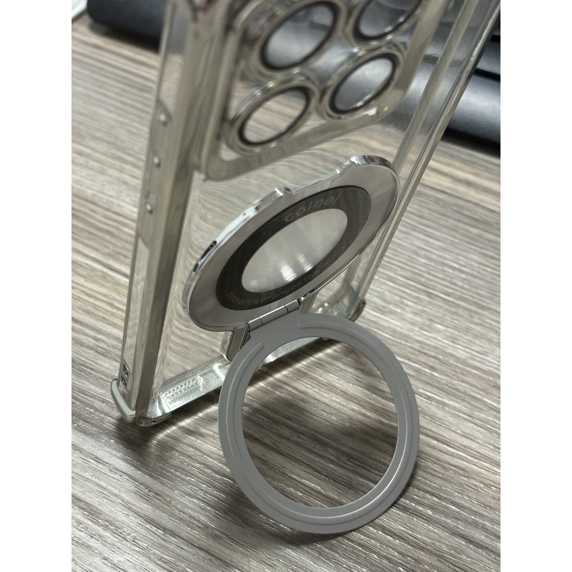 Husa compatibila cu Xiaomi 14T, carcasa transparenta rezistenta la socuri cu suport inel magnetic. Husa pentru Xiaomi 14T din silicon moale/TPU-Argintiu