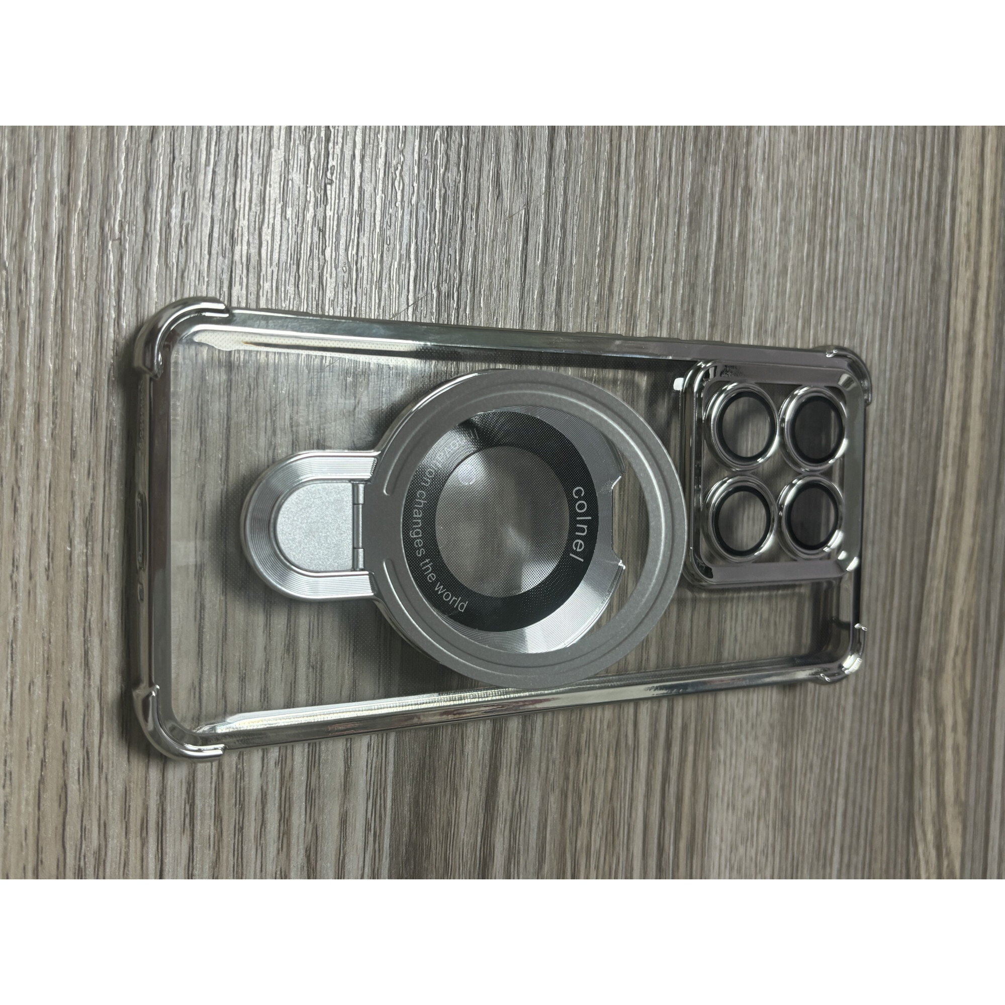 Husa compatibila cu Xiaomi 14T, carcasa transparenta rezistenta la socuri cu suport inel magnetic. Husa pentru Xiaomi 14T din silicon moale/TPU-Argintiu