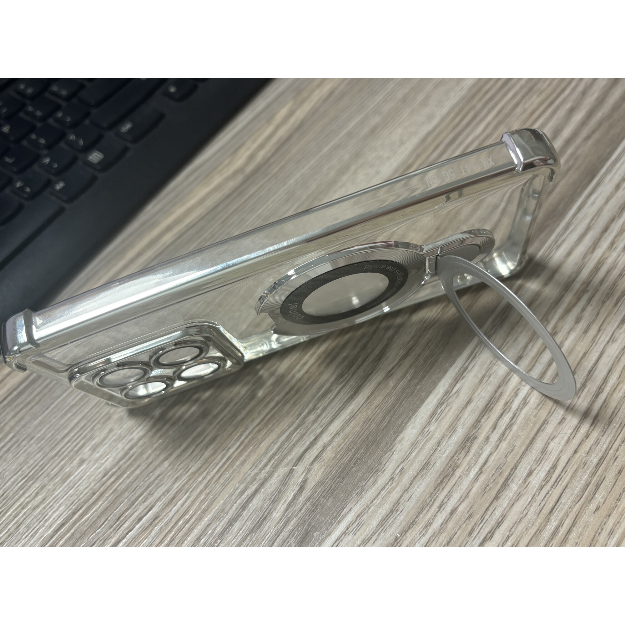 Husa compatibila cu Xiaomi 14T, carcasa transparenta rezistenta la socuri cu suport inel magnetic. Husa pentru Xiaomi 14T din silicon moale/TPU-Argintiu