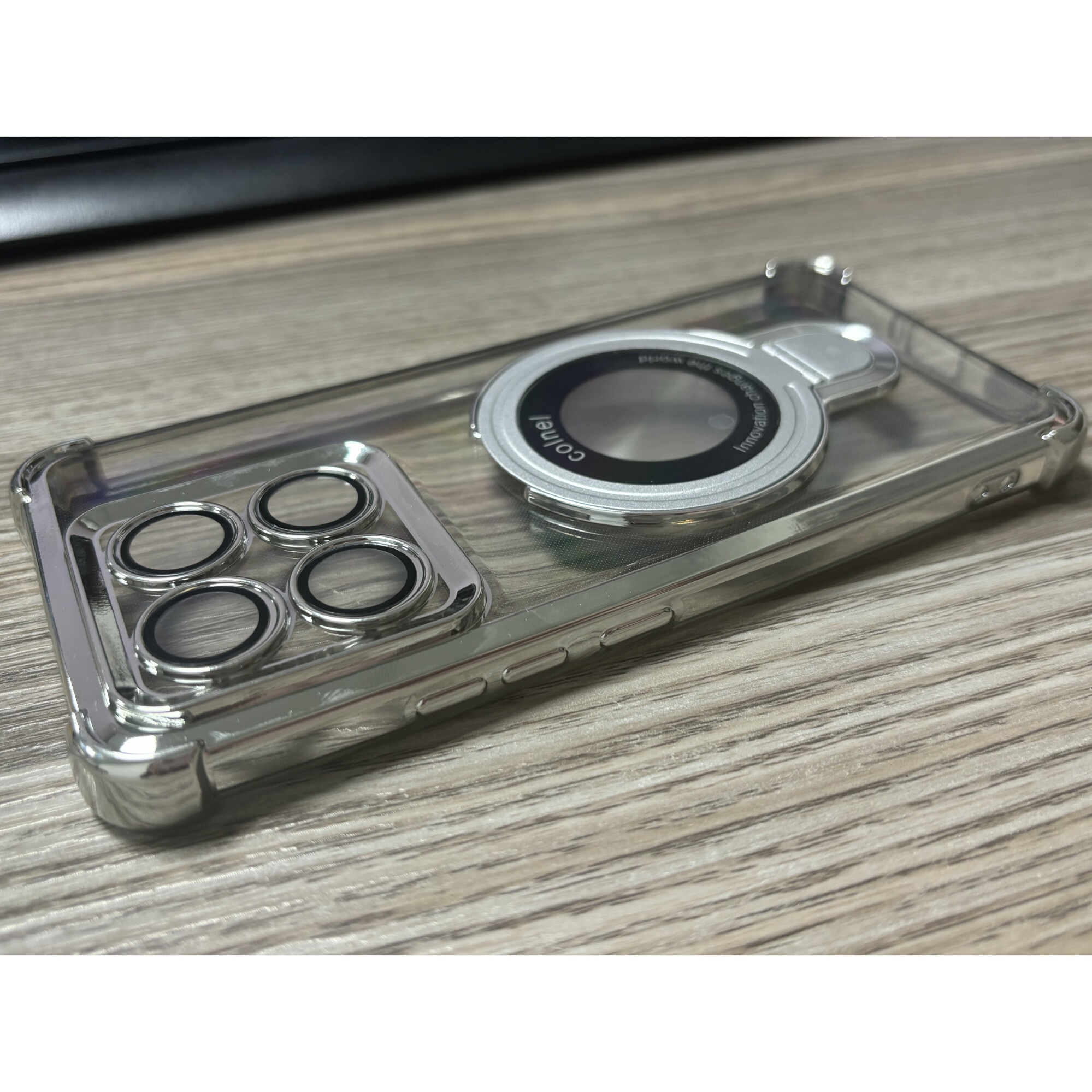 Husa compatibila cu Xiaomi 14T Pro, carcasa transparenta rezistenta la socuri cu suport inel magnetic. Husa pentru Xiaomi 14T Pro din silicon moale/TPU-Argintiu