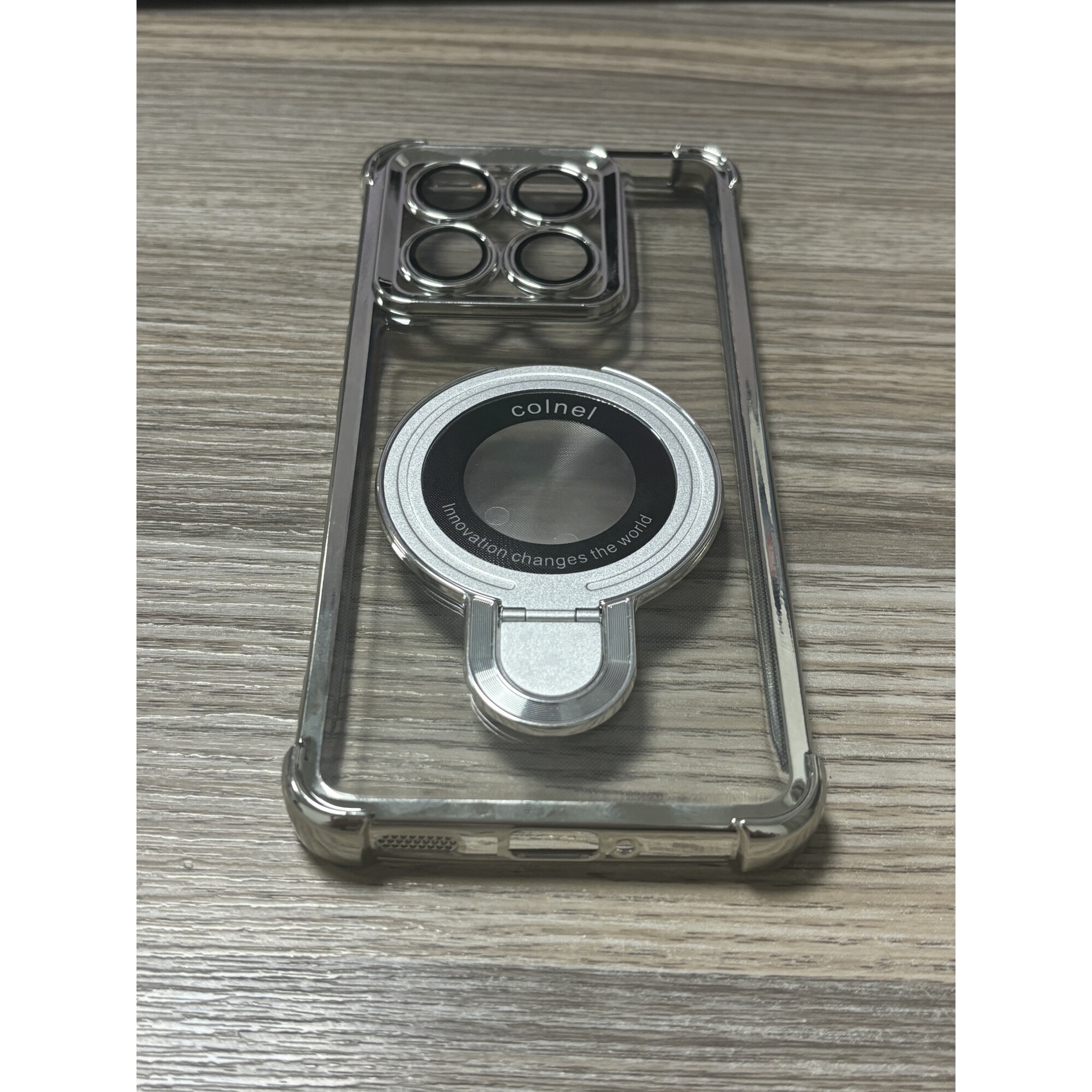 Husa compatibila cu Xiaomi 14T, carcasa transparenta rezistenta la socuri cu suport inel magnetic. Husa pentru Xiaomi 14T din silicon moale/TPU-Argintiu