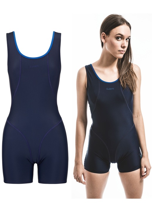 Costume de baie pentru femei, ZAGANO, costum de baie dama dintr-o singura piesa, cu efect de subtiere a taliei, cu picior, intreg, poliamida, Productia europeana, Mauri, Albastru marin