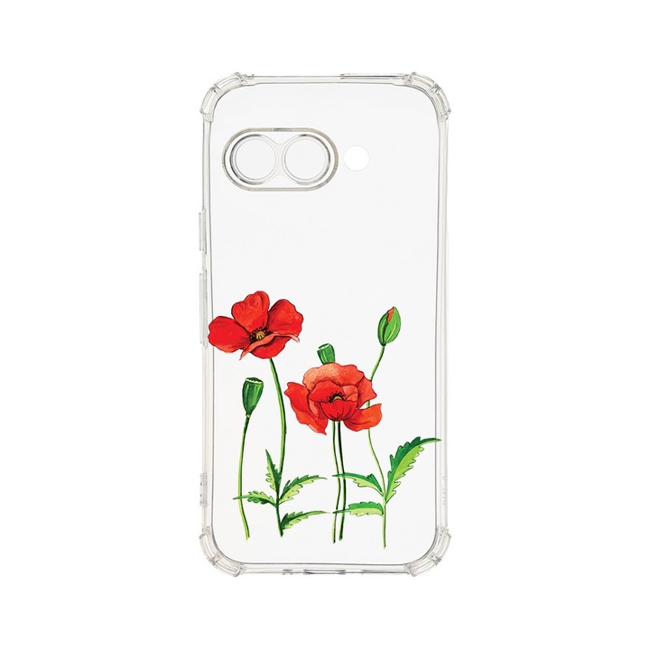 Husa pentru Google Pixel 9a, BestCase® Anti Shock 1.5MM, Red Poppy, Rezistenta La Socuri, Protectie camera, ecran si colturi, AS 643