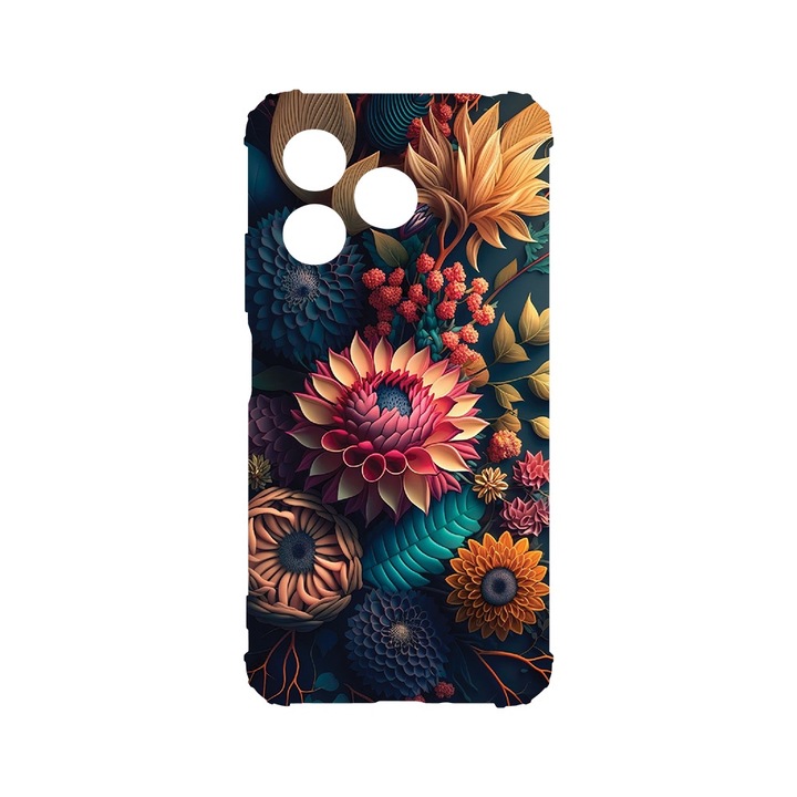 BestCase Anti Shock 1.5MM telefontok, kompatibilis modell Realme Note 50 / C53 / C51, Colorful Flowers, Air Cushion Technology, AS 1241
