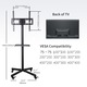 Stand Mobil de Televizor, Piduules, cu Roti Pivotante la 360°, Reglabil, 26-55 Inch, Negru