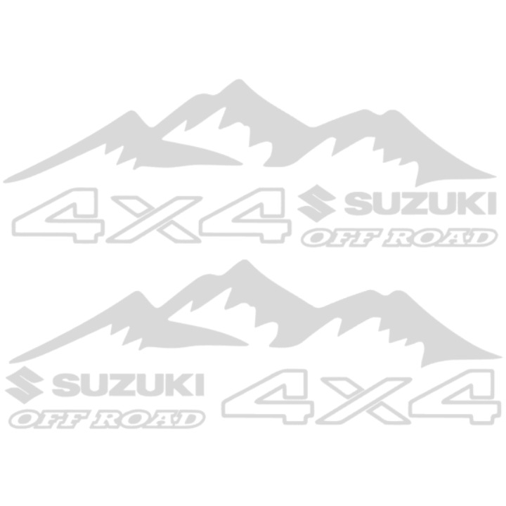 Set 2 Stickere, SUZUKI 4x4, Argintiu, 40 cm x 14 cm