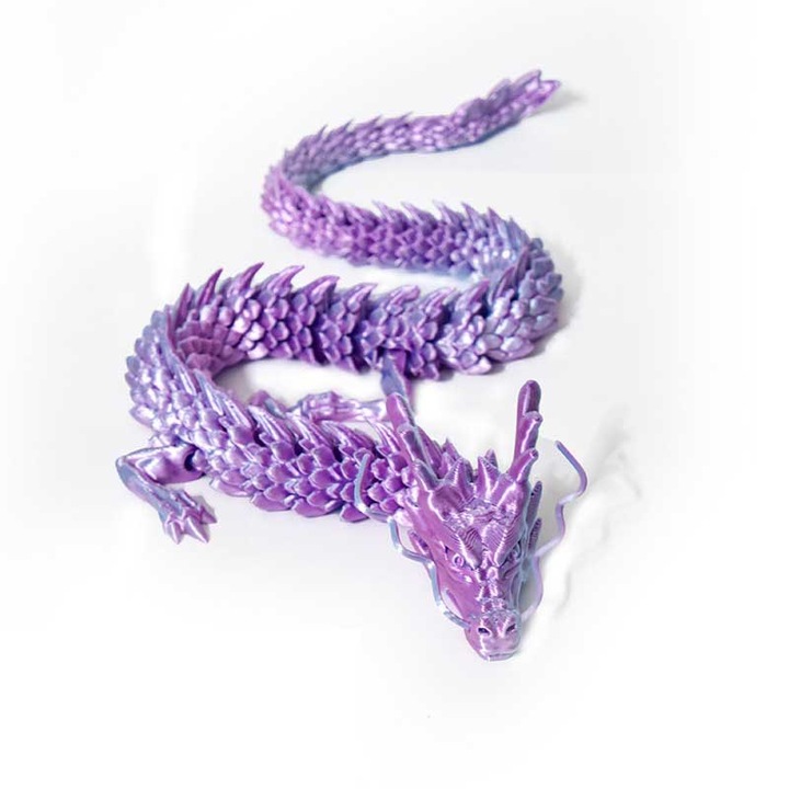 Figurina imprimata 3D, dragon, flexibil, 30x30cm, mov