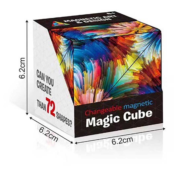 Антистрес играчка, Сензорна кутия, трансформация в 70 форми, с 36 магнита, многоцветна