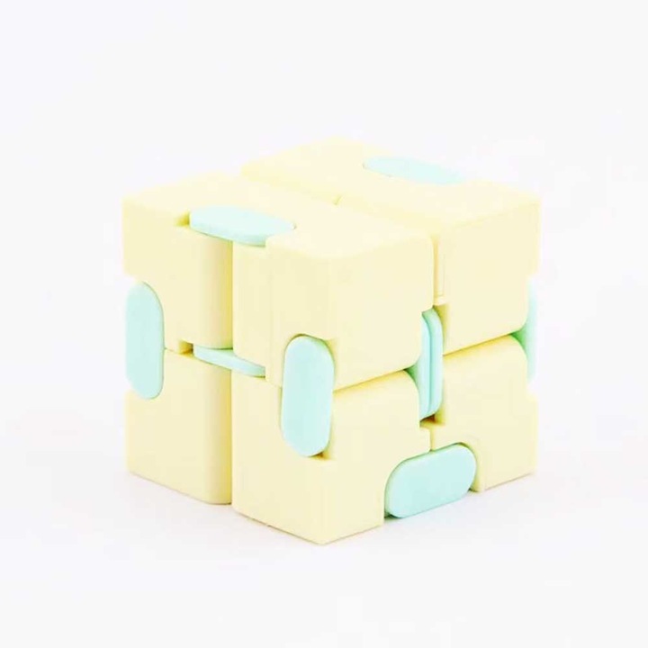 Cub anti-stres, jucarie senzoriala, 4x4x4cm, plastic, galben