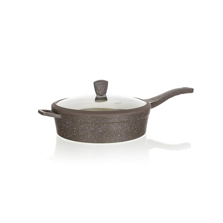 Banquet дълбок тиган, с капак, гранит, незалепващо, сив, 28 х 7,5 см, 4л