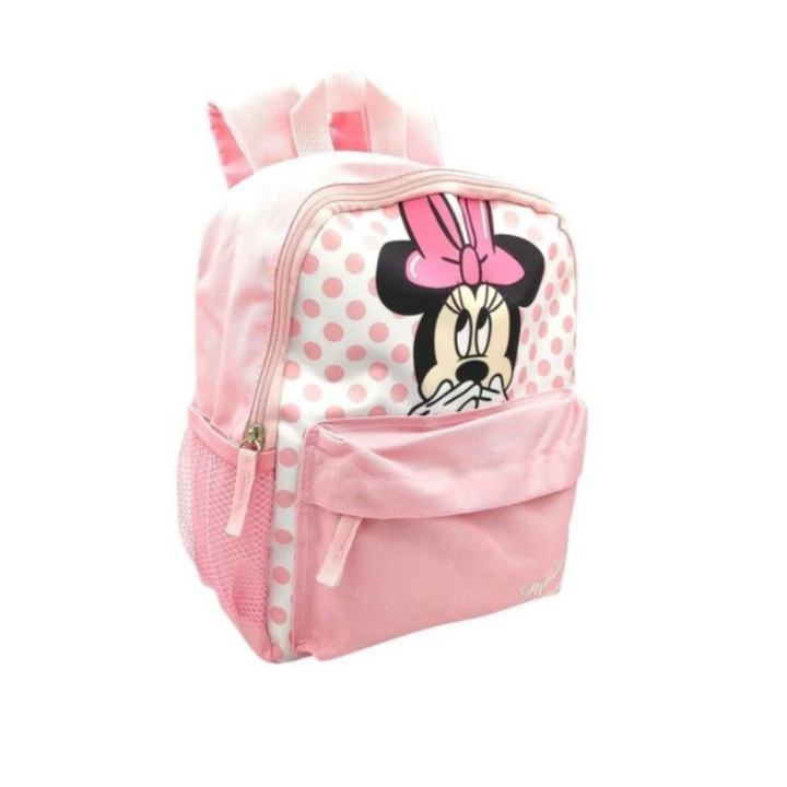 Ghiozdan Disney Minnie, 28x23x10cm, Roz, 100% poliester
