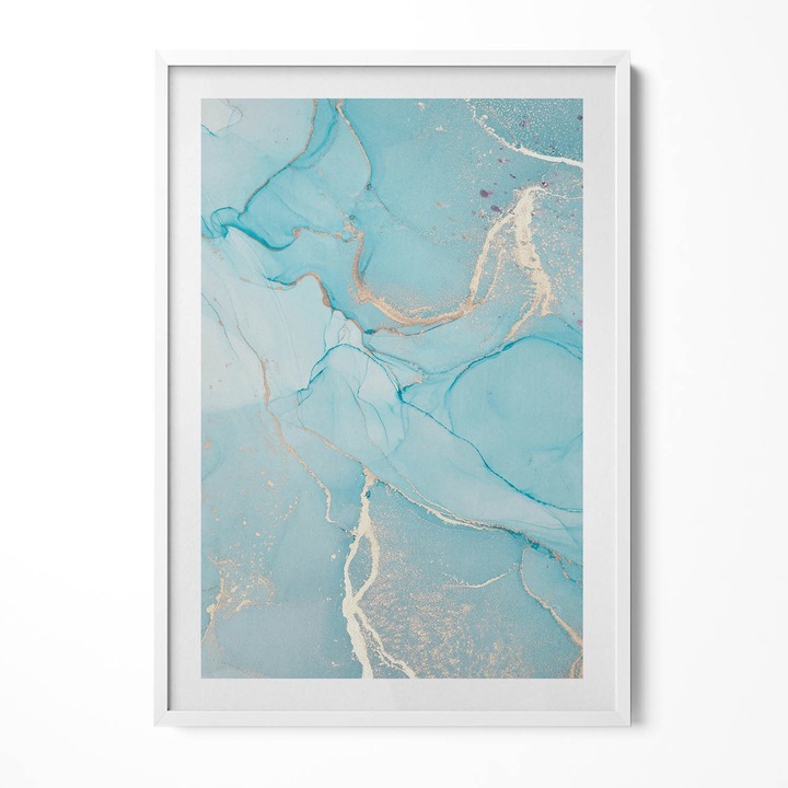 Tablou Inramat, Wallfluent, Marmura decorativa, Rama alba, 70x100 cm, 010330010150100280450