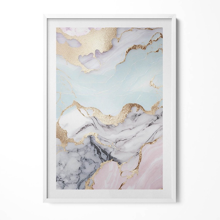 Tablou Inramat, Wallfluent, Marmura, Rama alba, 70x100 cm, 010330010150100280439