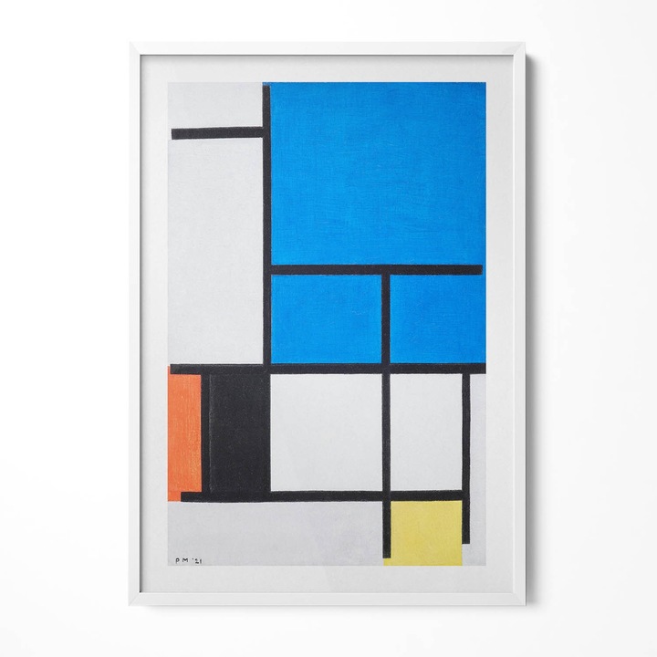 Tablou Inramat, Wallfluent, Abstractia moderna geometrica, Rama alba, 70x100 cm, 010330010150100281061