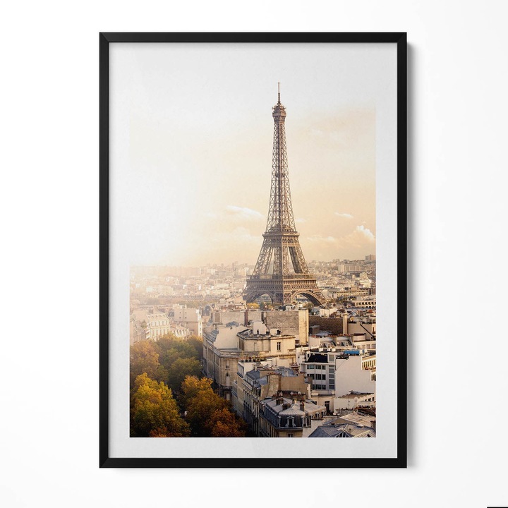 Tablou Inramat, Wallfluent, Vedere la Turnul Eiffel, Rama negru, 70x100 cm, 010330010150200279999