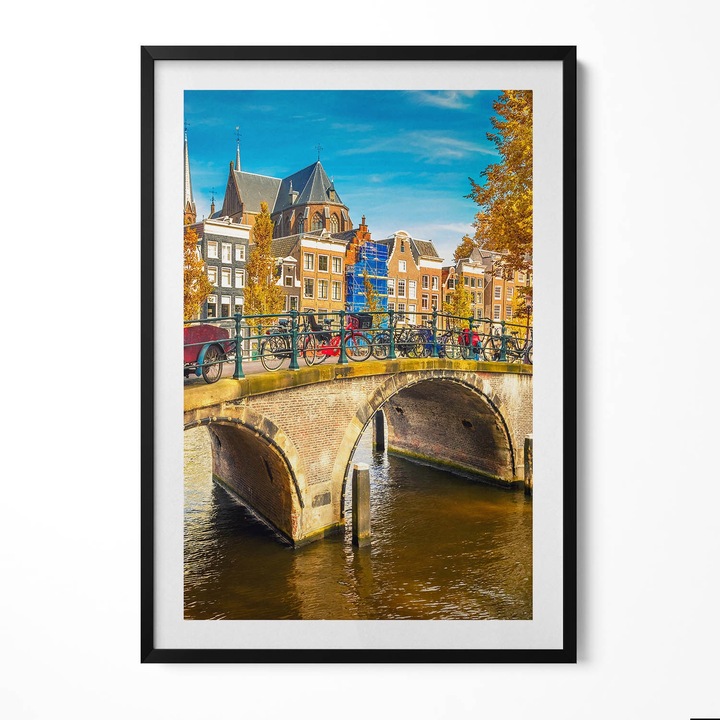 Tablou Inramat, Wallfluent, Blues de toamna din Amsterdam, Rama negru, 70x100 cm, 010330010150200280069