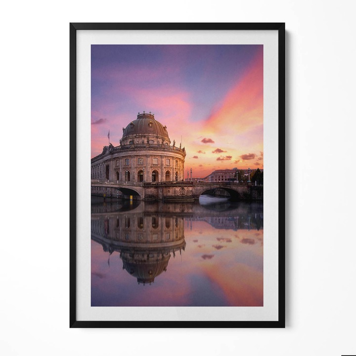 Tablou Inramat, Wallfluent, Vedere asupra orasului seara, Rama negru, 70x100 cm, 010330010150200279960