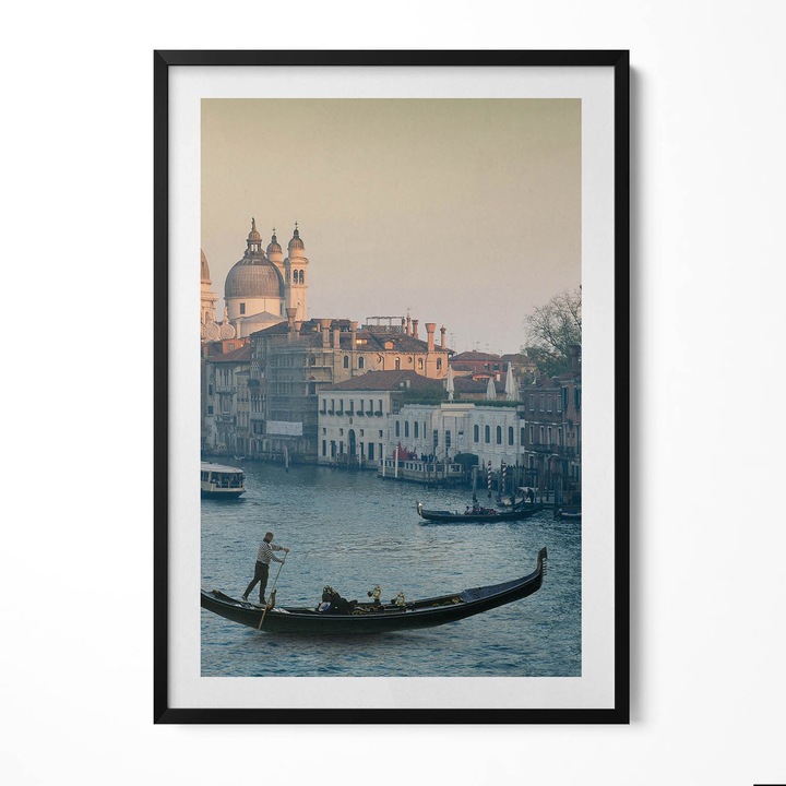 Tablou Inramat, Wallfluent, Gondola in Venetia - Italia, Rama negru, 70x100 cm, 010330010150200279959