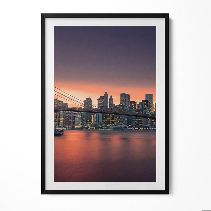 Tablou Inramat, Wallfluent, East River din New York, Rama negru, 70x100 cm, 010330010150200280104