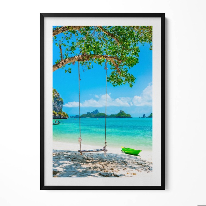 Tablou Inramat, Wallfluent, Sunny Island din Thailanda, Rama negru, 70x100 cm, 010330010150200280388