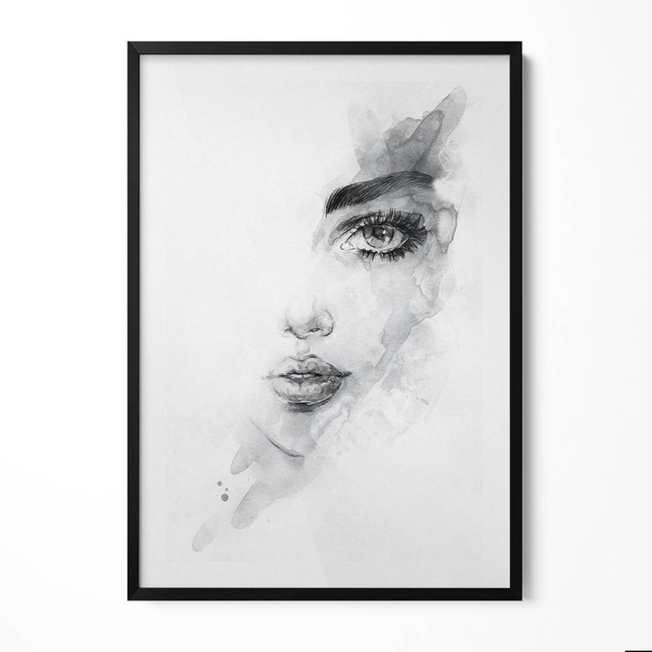 Tablou Inramat, Wallfluent, Schita a fetei unei femei, Rama negru, 70x100 cm, 010330010150200280705