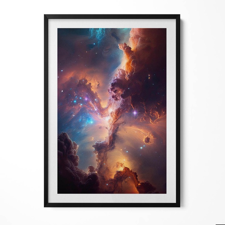 Tablou Inramat, Wallfluent, Stele lumii cosmos, Rama negru, 70x100 cm, 010330010150200280442