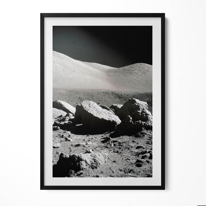 Tablou Inramat, Wallfluent, Fotografie NASA cu roci de pe Luna, Rama negru, 70x100 cm, 010330010150200281047