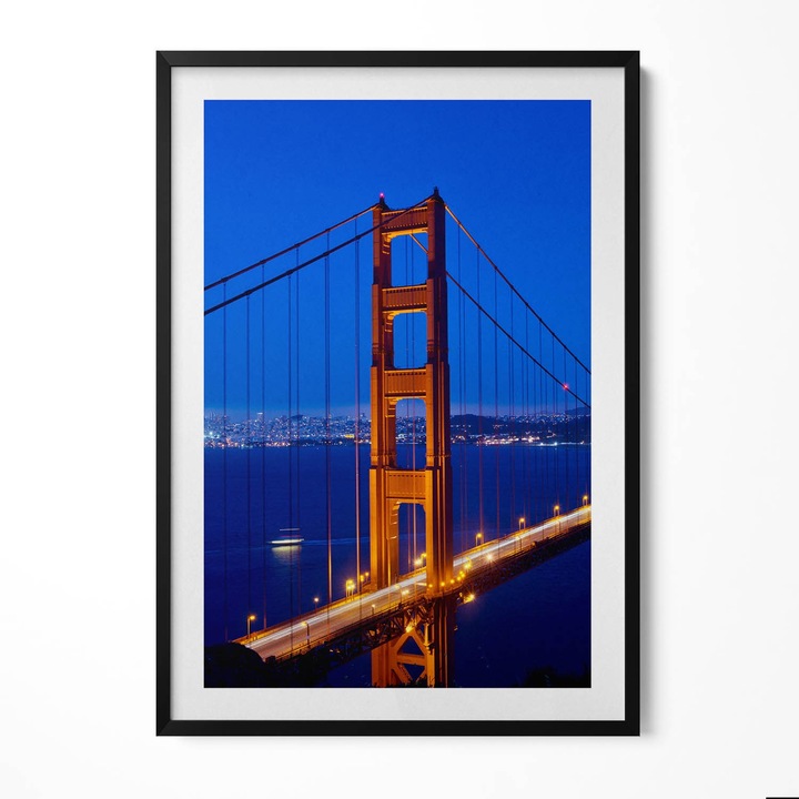 Tablou Inramat, Wallfluent, Vedere la podul Golden Gate, Rama negru, 70x100 cm, 010330010150200280493