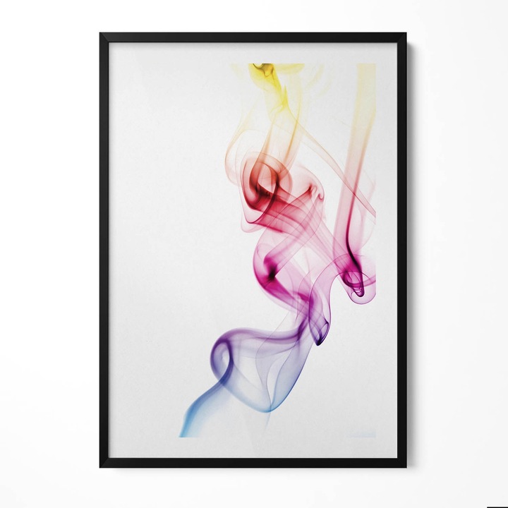 Tablou Inramat, Wallfluent, Abstractie de fum colorat, Rama negru, 70x100 cm, 010330010150200281200