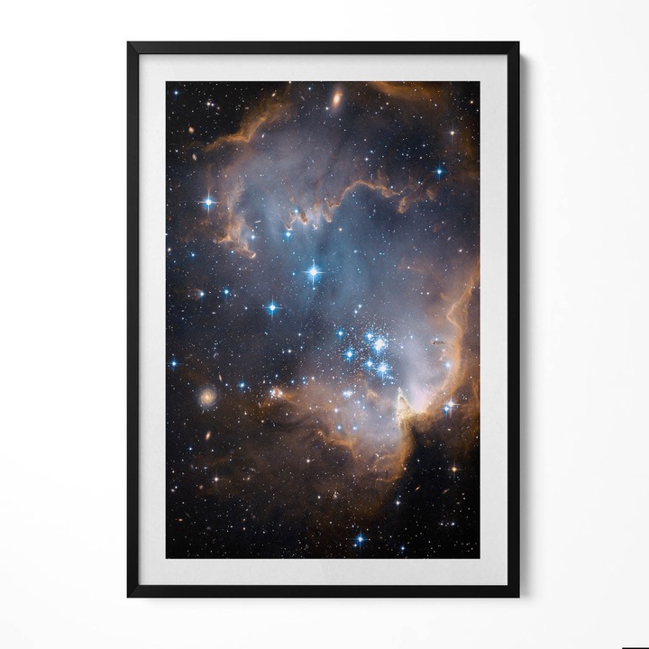 Tablou Inramat, Wallfluent, Spatiul foto NASA si stele, Rama negru, 70x100 cm, 010330010150200281310