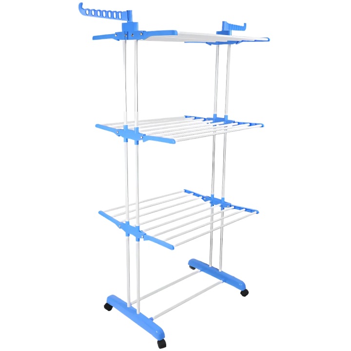 Suport de uscare vertical SDEPOT®, pliabil, pentru uscarea hainelor, cuverturi de pat, pantofi, huse de canapea (albastru)