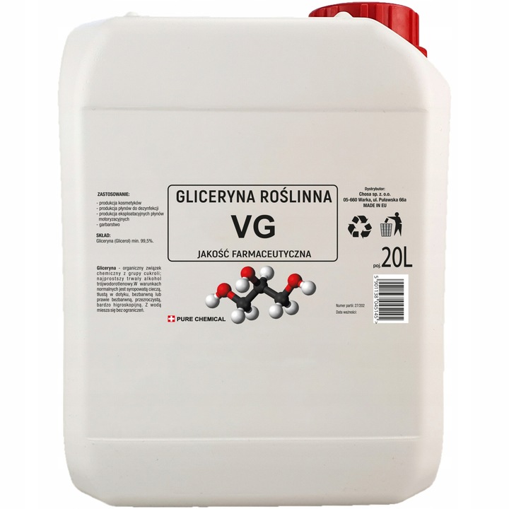 Растителен глицерин, Vg Farmeceutical, 20L, ~25Kg