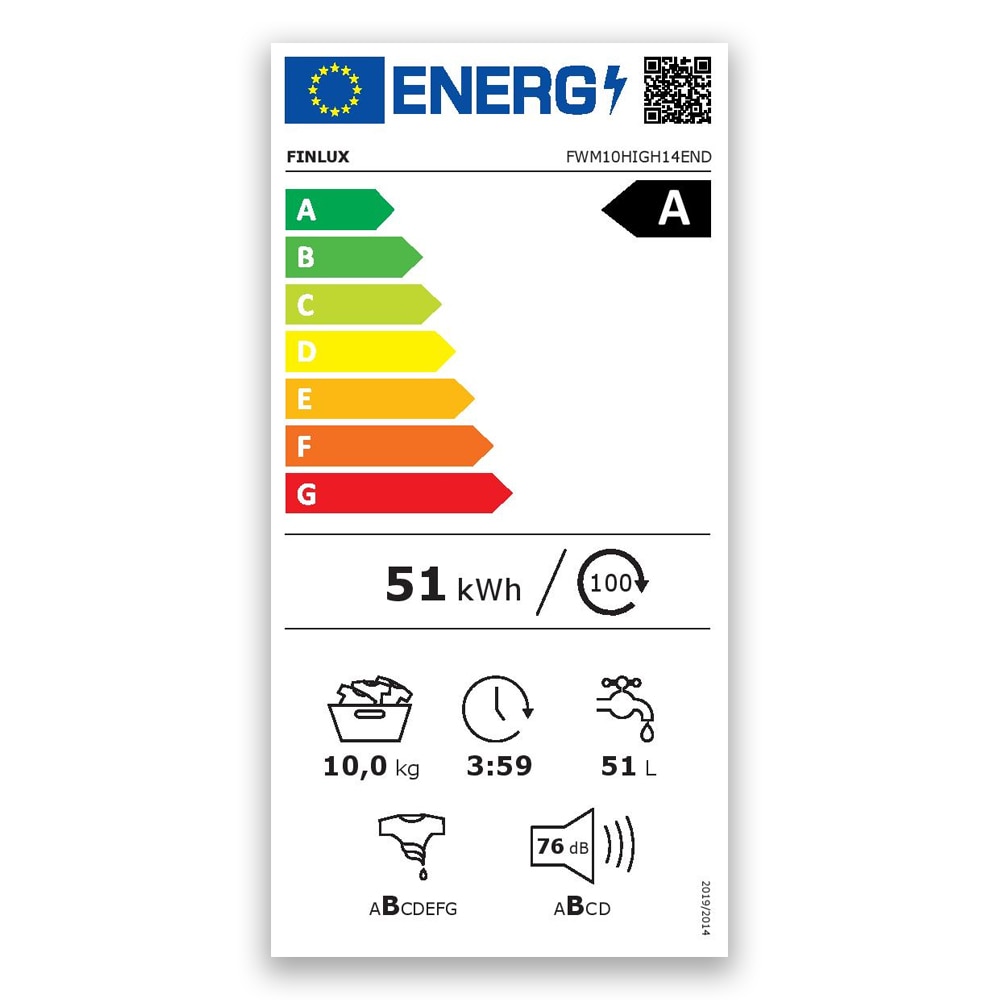 Masina de spalat rufe Finlux FWM10HIGH14END, Afisaj Touch color, 14 programe, 1400 rpm, 10 Kg, clasa A, Inox