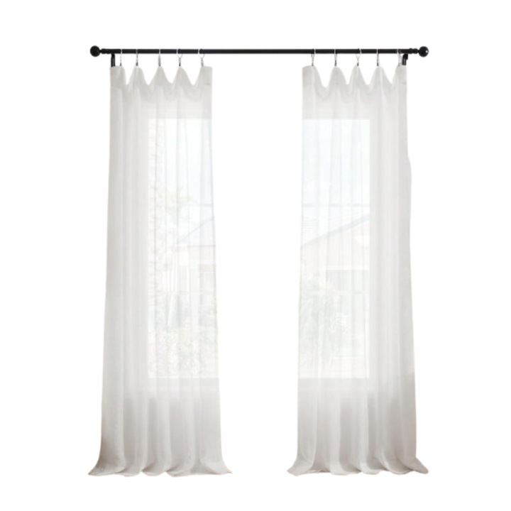 Függöny, Deconovo, átlátszó, fehér, fátyol, 140x600cm
