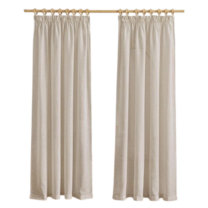 Áttetsző függönyök, félig átlátszó, vászonnal és poliészterrel, rusztikus stílusú, 138 x 200 cm, 2db szett, Szürke bézs