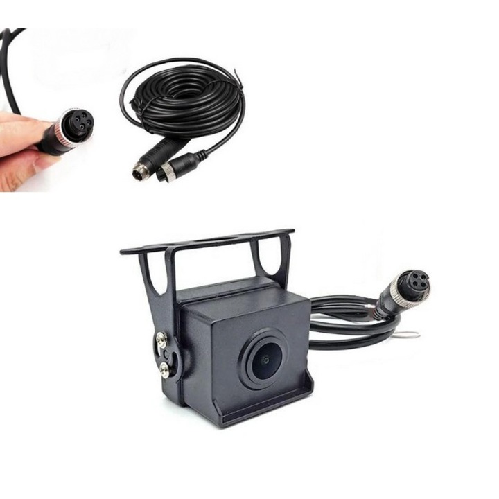 Camera Marsarier AHD SkyTechs® conectare Aviator 4 Pini aplicatie suv pick up auto rulota autobuz camion bus vehicul agricol 170° rezolutie AHD 720P/1080P si cablu 4 pini prelungire 20 Mt