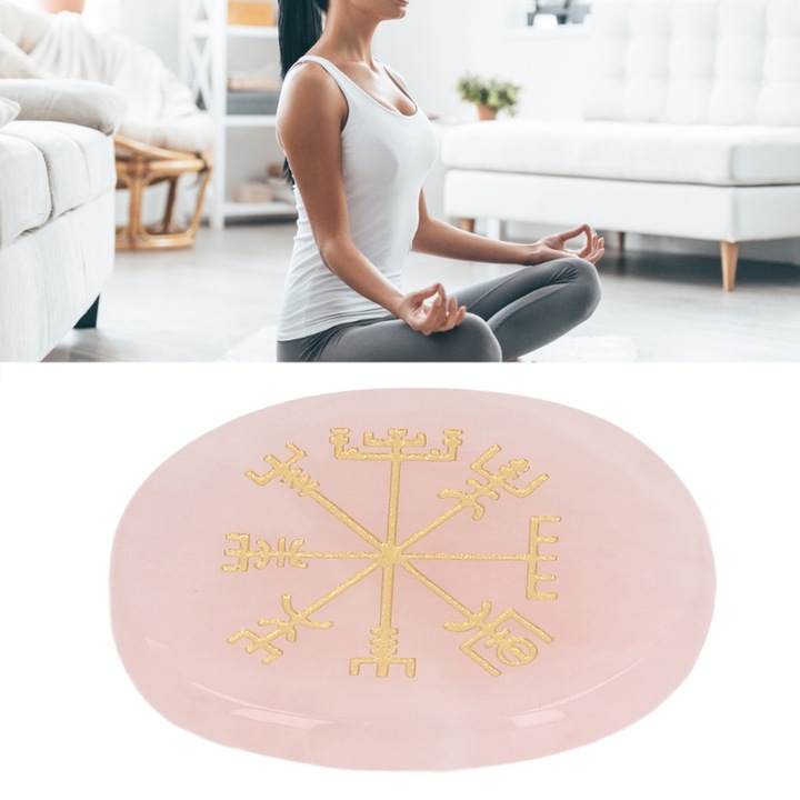 Gyógyító kristálykő északi szimbólumokkal, szett, rózsaszín, 10x15cm