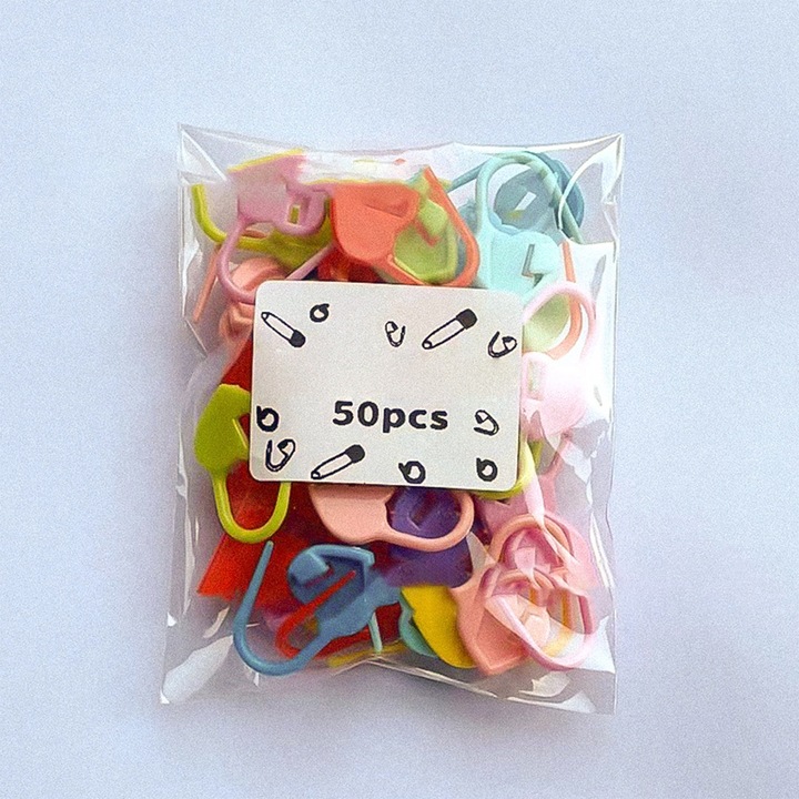 50 darab színes kötésjelölő készlet, Jormftte, szív alakú, műanyag