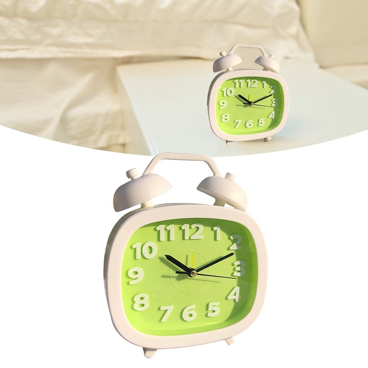 Jormftte iker csengős ébresztőóra, testreszabható design, kompakt, zöld