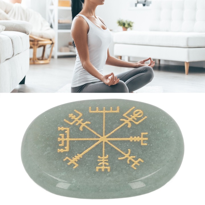 Gyógyító kristálykő északi szimbólumokkal, szett, zöld, 10x15cm