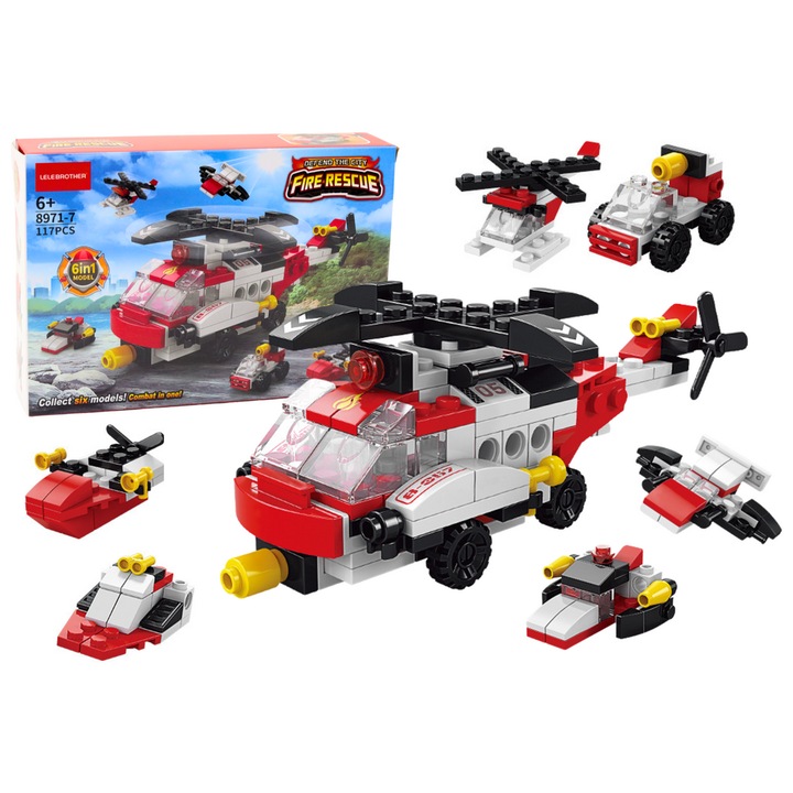 Lean Toys építőkészlet Helikopter 6 az 1-ben, 21x15x5cm, 117 db