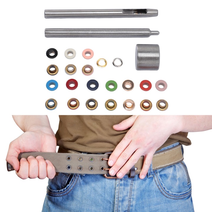 Réz szegecs készlet 3 szerszámmal, Jormftte, 10 szín, bőráruk javításához és díszítéséhez, 6 mm