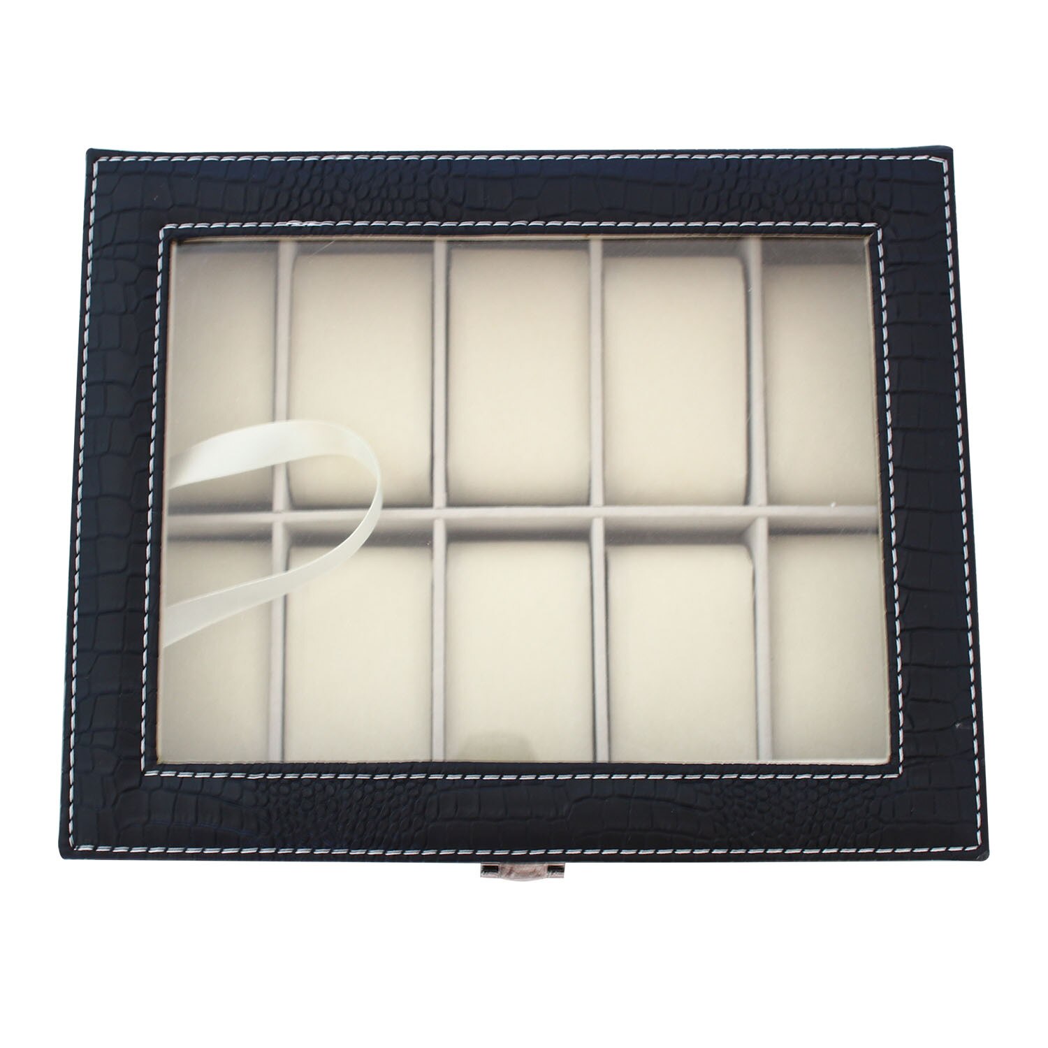 Caseta 10 ceasuri Croco Black Matte