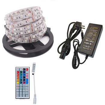 Kit banda led rgb 5050-60 interior cu alimentator protectie IC si telecomanda ir 44 taste Kit banda led rgb 5050-60 interior cu alimentator protectie IC si telecomanda ir 44 taste