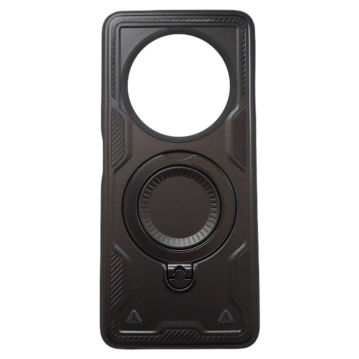 Telefontok Xiaomi Redmi 14C - FROST ARMOR fekete szilikon tok, kitámasztó ujjgyűrűvel